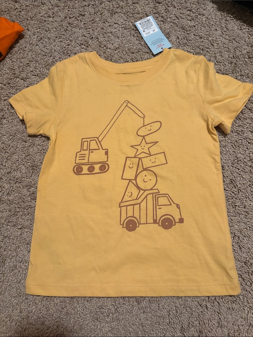 Cat & Jack Yellow Short-Sleeve Construction Graphic Tee